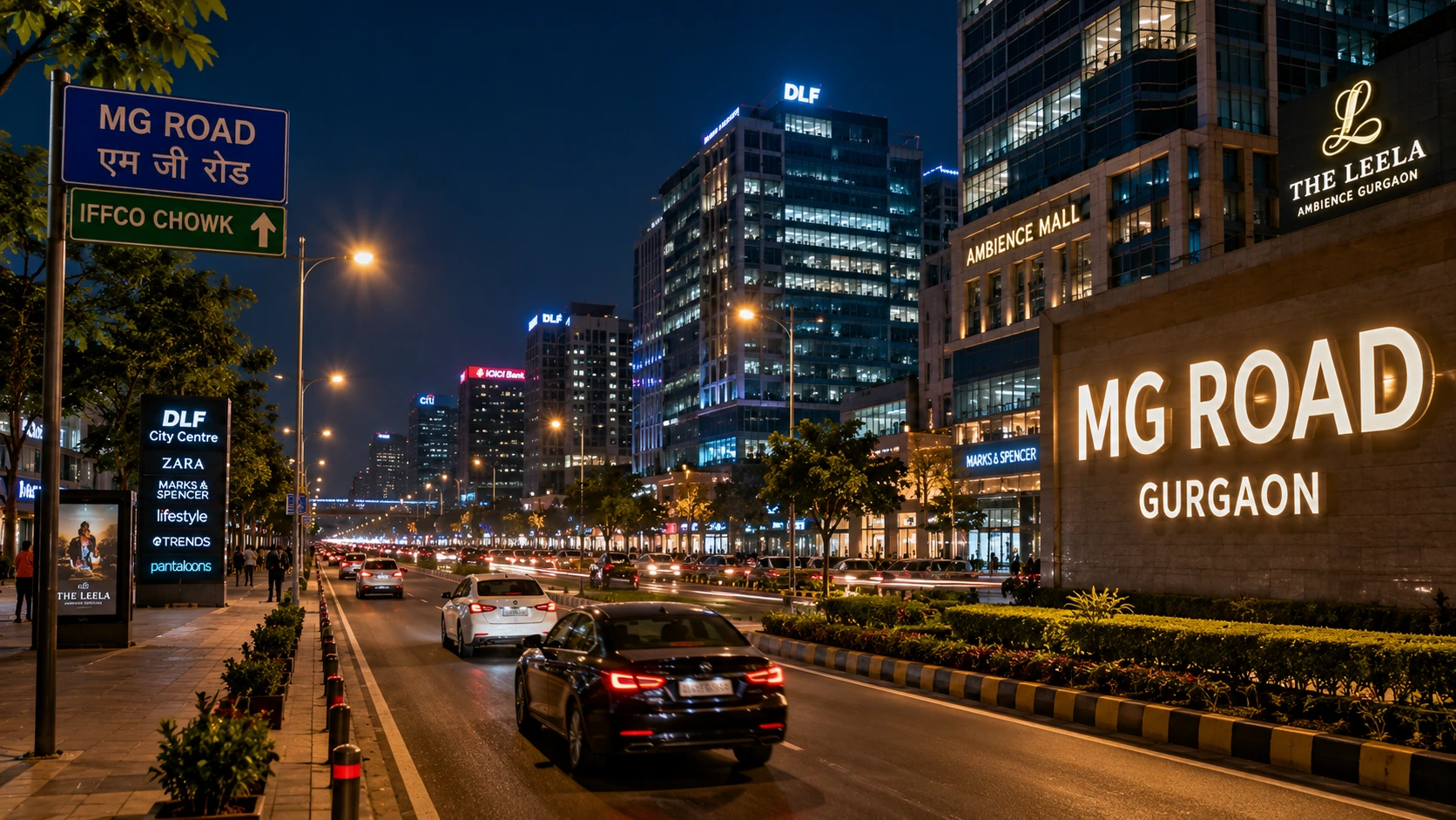 MG Road Gurgaon near Amber Palace Hotel